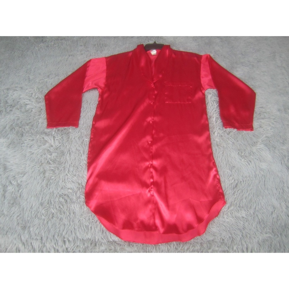 Delicates Night Gown Womens Small Red Satin Sleepwear Lounge